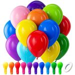 Bezente Assorted Rainbow Latex Balloons, 100 Pack 12 inch Round Helium Bright Color Balloons for Birthday Baby Shower Wedding Party Decorations