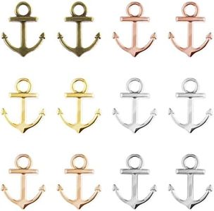 eMagTech 120Pcs Nautical Anchors Charms Metal Anchors Pendants Alloy Charms Pendants in Different 6 Colours Decorative Accessories for DIY Making Jewelry Making