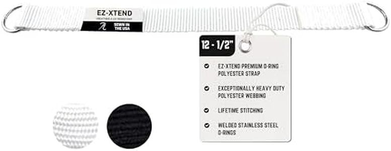 EZ-Xtend Premium D-Ring Polyester Strap for Rail Attachment of Standard Bimini Strap to Handrail – Extremely UV Resistant (Package of 1, White, 12-1/2")