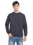 AMERICAN CREW Polycotton Round Neck Crew Neck Regular Sweatshirt For Men (Ac1372-L_Carbon), Grey