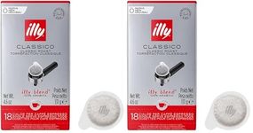 illy Medium Classico ESE Espresso Coffee Paper Pods, Compostable Coffee Pods, 2 Pack of 18 Paper Pods