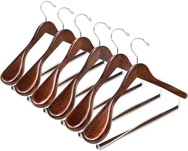 Wooden Hangers Suit for Men 6 Pack Jacket Non Slip Pant bar Wide Shoulder Hanger Smooth Finish Wood Suit Hanger for Men and Women Coat Hangers 360° Swivel for Dress Jacket
