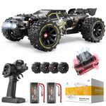 DEERC 1:14 Fast Brushless RC Car for Adults & Boys, Max 50+ MPH, 2 3S Lipo Batteries 4x4 Waterproof RC Truck, High-Speed Offroad Remote Control Car, All-Terrain RC Electric Truggy for Snow, Sand & Mud