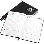 Kesote 2024 Planner Faux Leather Daily Weekly Monthly Yearly Planners Daily Weekly Monthly Planner Agenda 12 Months Organizer A5 Diary Notebook Planner, Black