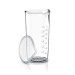 Arendo - Measuring jug 600 ml with Measurements displayed, Mixing Jug, Blender Beaker with lid, 20 oz, Transparent Measuring Cup, Ideal for Hand Blender and Handheld Milk frother, Plastic