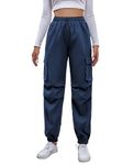 TAGDO Women's Relaxed Fit Cargo Joggers Pant (Women-Cargo-5157-Navy-28)