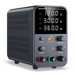 DC power supply (0-120V,0-3A) adjustable, switching power supply, mini high precision 4-digit display with USB fast charging interface, variable lab bench power supplies, output on/off/encoder knob