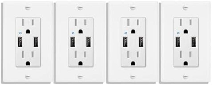 Dual USB Wall Outlet,Greencycle 15A Tamper Resistant Electrical Socket 4.2A USB Wall Receptacle with LED Indicator,UL Listed Power Charger with Panel Plate,15A/125V,4PK