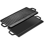 Velaze Cast Iron Griddle, Grill Pan Griddle Grill with Dual handles, Nonstick Griddle Grill Use On Open Fire & In Oven, Grilling Grill Perfect For meats Steaks Fish And Vegetables