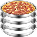 Elsjoy 4 Pack 33cm Stainless Steel Pizza Pan, Deep Round Baking Pan Large Pizza Baking Tray, Heavy-Duty Pizza Dish Non-Stick Baking Sheet for Oven, Dishwasher Safe