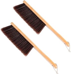 2pcs Counter Duster with Wood Handle Hand Brush Broom Bench Horse Hair Brush Dust Brush Bench Woodworking Brush Brushes Used for Counter, Gardening, Furniture, Car, Drafting, Patio, Fireplace Cleaning