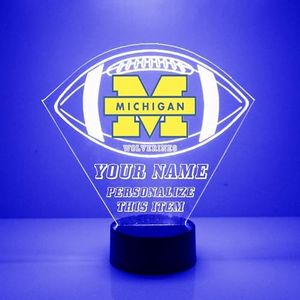 Mirror Magic Officially Licensed University of Michigan Wolverines Football Sports Fan Lamp/Night Light - LED - Personalize for Free