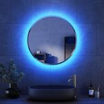 ELEGANT 600 x 600mm Round Bathroom Mirror with RGB Color Changing, Backlit LED Illuminated Circular Mirror with LED Lights, Anti-Fog, Memory Dimmable Touch Switch Makeup Smart LED Mirror