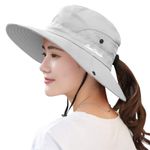 ZEXIAN Women's Sun Hat Packable Summer UV Protection UPF 50+ Ponytail Hat for Beach Garden＆Fishing＆Hiking（Pure Beige）