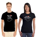 TheYaYaCafe Yaya Cafe Valentine Couple T Shirts He is My Prince Charming She is My Happily Ever After 100% Cotton Men Women Black - Men 2XL Women S for Girlfriend Boyfriend Husband Wife Gifts