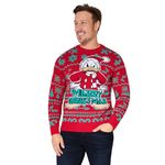 Disney Mens Christmas Jumper Crew Neck with Long Sleeves, Warm Cosy Xmas Jumper - Gifts for Men (Red Donald, M)