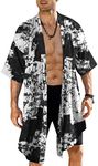 COOFANDY Mens Long Cardigan Cotton Kimono Lightweight Casual Beach Robe