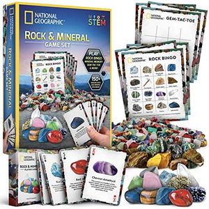 NATIONAL GEOGRAPHIC Rock Bingo Game - Play Rock Bingo, Mineral Memory, Gemstone Trivia, & Card Games, Collection Includes Over 150 Rocks and Minerals, Educational STEM Toy for Kids (Amazon Exclusive)