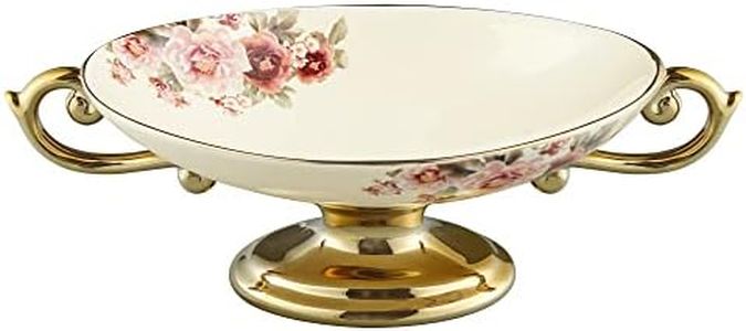 fanquare Floral Footed Fruit Bowl for Party, Fruit Holder for Kitchen Countertop, Decorative Bowls for Centerpieces