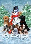 Toland Home Garden 1012255 Snowman with Pups House Flag (28 x 40-Inch), (28" x 40"), Multi