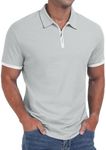 Askdeer Men's Polo Shirts Zip Slim Fit Polo T Shirt for Men Short Sleeve Performace Dry Fit Golf Shirt Gray