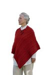 Aran Woollen Mills 100% Merino Wool Ladies Poncho with Buttons, Rich Red Colour