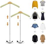 BONVEN 2 PCS Adjustable T Shirt Display Stand, 16-28 Inch Flexible Shirt Display Adult for Vendors, Portable Hanging Metal Clothes Display, Hanger Rack for Clothing Dress Garment Coat Retail（Silver）