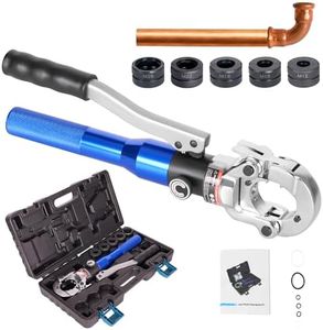 AMZCNC Profi Presszange M-Kontur 12-15-18-22-28 Set Presswerkzeug mit 180° drehbarem Kopf,für Kupferrohr, Edelstahlrohr, C-Stahlrohr, Backeneinsätze M12,M15,M18,M22,M28 incl