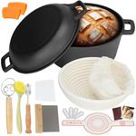 5QT Cast Iron Dutch Oven Sourdough Starter Kit with Proofing Basket & Lame