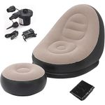 DTR Creation Inflatable Lounge Chair for Adults, Foldable Air Couch Sofa, Grey, 40D x 30W x 10H CM, Modern Style, Loveseat, 150 KG Weight Capacity, PVC Material