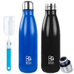 BOGI Insulated Water Bottle, 25oz 2 Pack Stainless Steel Water Bottles, Leak Proof Sports Metal Water Bottles Keep Drink Cold for 24 Hours and Hot for 12 Hours BPA Free Kids Water Bottle for School