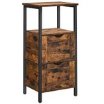 VASAGLE Bathroom Floor Cabinet, Bathroom Storage Cabinet, Slim Bathroom Storage Cabinet with 2 Drawers, Open Compartment, Space Saving, 37 x 30 x 80 cm, Rustic Brown and Black BBK151B01