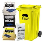 BearTOOLS 120L Spill Kits | Chemical, Maintenance, and Oil | UK Manufactured | Complete White, Grey, Yellow + Wheeled Yellow Bin, Complete Clip-top Kit | With Organic Flame Retardant Compound Granules