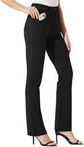 WILLIT 31" Women's Yoga Dress Pants Bootcut Work Slacks Pants Stretch Office Casual Belt Loops Pants 4 Pockets Black M