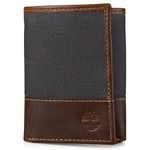 Timberland Men's Canvas & Leather Trifold Wallet, Blue, One Size