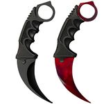 Karambit Knife Trainer Stainless Steel Practice Karambit Knife Fixed Blade Training Karambit Knife with Sheath and Cord Suitable for Hiking, Adventure, Survival and Collection 2 Pieces(BKRE)