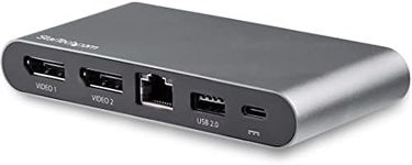 StarTech.com USB C Dock - 4K Dual Monitor DisplayPort - Mini Laptop Docking Station - 100W Power Delivery Passthrough - GbE, 2-Port USB-A Hub - USB Type-C Multiport Adapter - 3.3' Cable (DK30C2DAGPD)