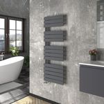 Warmehaus Designer Heated Towel Rail Bathroom Ladder Radiator Warmer Central Heating Rads Flat Panel Sand Grey 1380x500mm