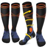 CAMBIVO 2 Pairs Compression Socks for Women and Men(20-30 mmHg), Graduated Compression for Running, Workout, Flight(HC20 Black, LXL)