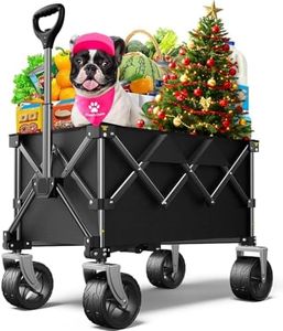 pikulLA Beach Wagon,Collapsible Wagon 220lbs with Big Wheels FoldableWagon Carts,Portable Utility for Garden Grocery Sports Camping All Terrain-Black