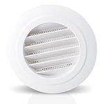 BJADE'S 4 Inch Round Air Vent,Soffit Vent Covers,ABS Louver Grille Cover with Built-in Screen Mesh for Exhaust Fan, Bathroom Office Kitchen Ventilation