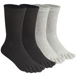 Meaiguo Women's Toe socks For Running Five Finger Socks With Cotton Athletic, Wd2/Black&grey, 5-10