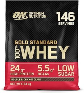 Optimum Nutrition Gold Standard 100% Whey, Proteína en Polvo con Glutamina Natural y Aminoácidos BCAA, Sabor Double Rich Chocolate, 146 Dosis, 4.53 kg