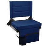Stadium Seats for Bleachers with Back Support, Portable Bleacher Seats with Thick Padded Cushion and Shoulder Strap, Wide Stadium Seat Chair Includes Hooks, Cup Holder and Side Pocket, Navy