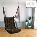 Patiofy Large Soft Leather Velvet Hammock Hanging Swing Chair,Jhula For Adults,Swing For Indoor/Outdoor,Home,Balcony & Garden,200 Kgs Weight Capacity (Free Hanging Accessories- Coffee Brown) - Cotton