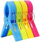 Baoswi Beach Towel Clips for Chairs - Plastic Clothes Pins for Beach Chairs, Towel Holder Clips, Set of 4, Beach Accessories for Vacation