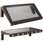 Sedesbon Floating Shelves Set of 2, Metal Shelves, Wall Mounted Shelves, Metal Panels, Folding, for Living Room, Kitchen, Bathroom, Garage, Brown with Hooks.