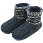 COFACE Slipper Boots Mens Wool Knitted Booties Slippers for Men Women Fleece Lining Slipper Socks Warm Winter House Boots Indoor Shoes UK Size 10