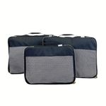 ITZY RITZY Packing Cubes – Set of 3 Large Packing Cubes or Travel Organizers; Each Cube Features a Mesh Top, Double Zippers and a Fabric Handle; Black with Gold Hardware - Large Set (LPC8368)