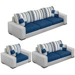 CASASTYLE Adona 6 Seater 3+2+1 Fabric Sofa Set for Living Room (Blue - Grey)